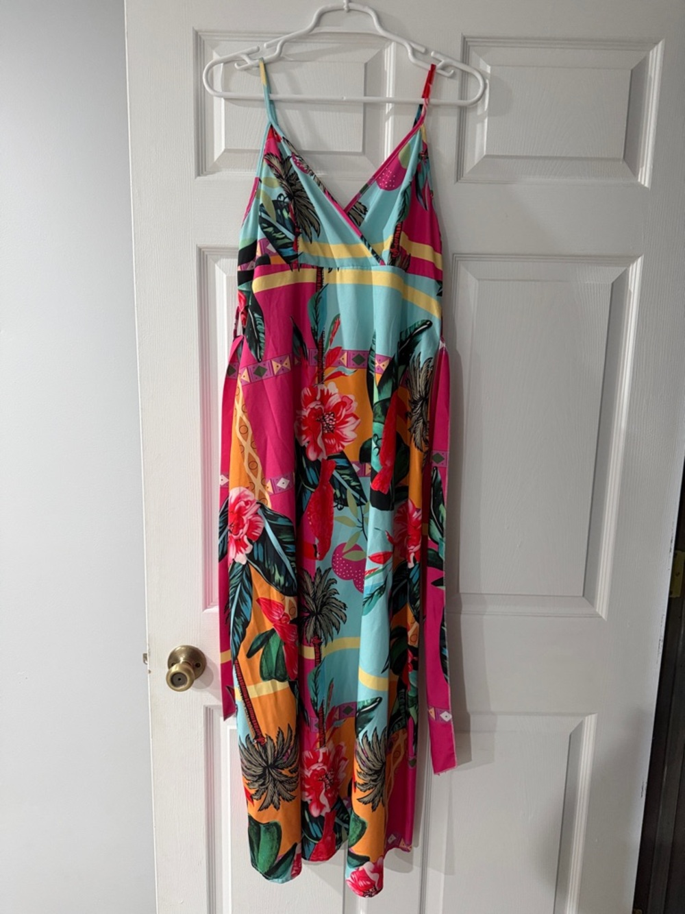 Tropical Floral Sundress - Pink/Teal